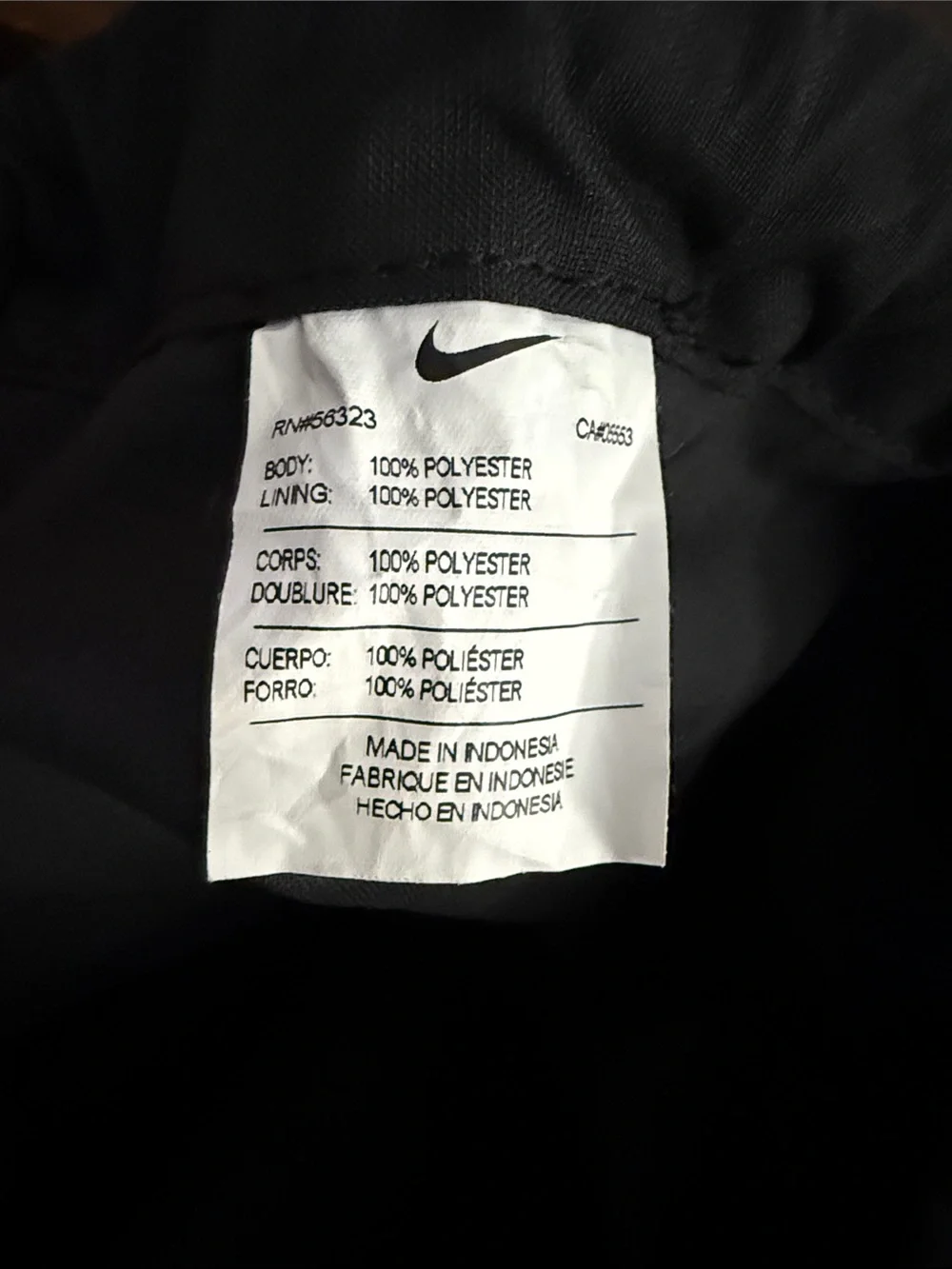 Nike Heritage 2.0 Black Gym Sack Drawstring Backpack White Swoosh Zip Pocket